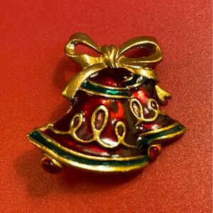 Red And Green Christmas Bells Brooch